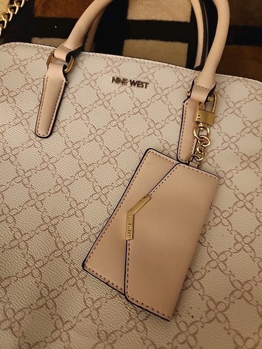 Nine West Duval Printed Satchel, Dual Top Handles Crossbody Strap Coin Purse K - Picture 3 of 17