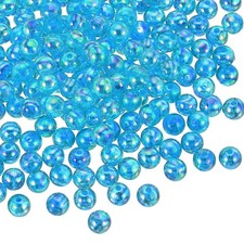 200 Pcs 8 mm Acrylic Round Beads AB Colors Clear Beads with Hole, Dark Blue