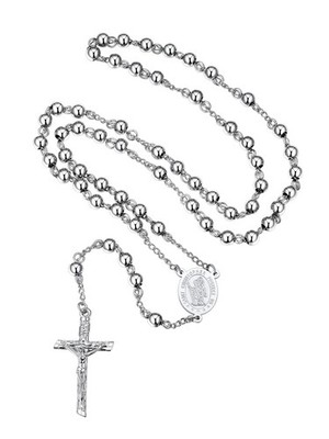 FaithHeart Rosary Beads Catholic Necklace for Men, St Michael/St Christopher/...
