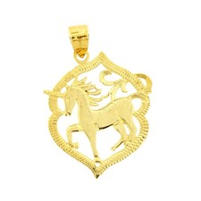 14K Gold 20MM Unicorn Pendant