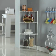 4-Tier Shelve Wire Shelving Unit Rack Space Storage Organizer for Kitchen Living