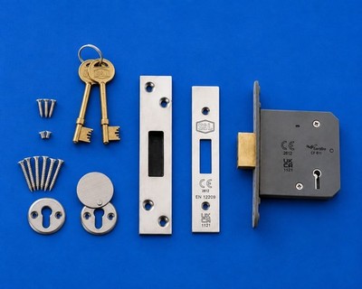 Smith & Locke Fire Rated 5 Hebel Chrom Deadlock 76 mm Gehäuse - 57 mm Backset