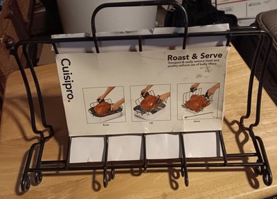 Cuisipro Roast & Serve Non-Stick Turkey and Poultry Roasting Rack, Black