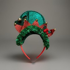 ELF HAT HEADBAND WITH JINGLE BELLS, FESTIVE CHRISTMAS, HOLIDAY COSTUME