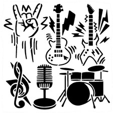 Really Great Stencils, Rock Music Icons 1 Stencil, 8x8", Instruments, Microphone