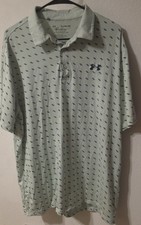 Under Armour The Playoff Polo Mens XL Green Golf Patterned Collared Stretch