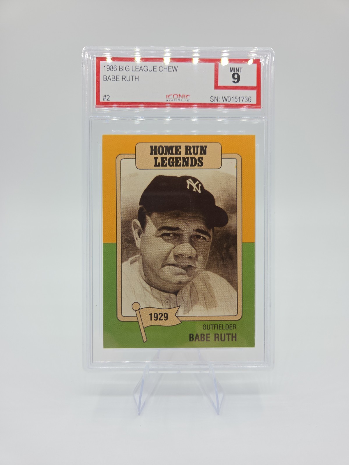 Babe Ruth 1986 Big League Chew #2 of 12 Home Run Legends ~ IGC 9 MINT 