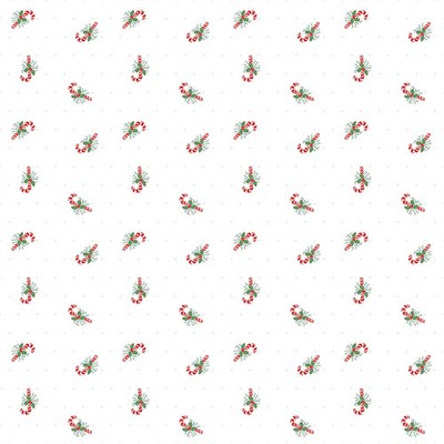 RILEY BLAKE - Claus & Co. by Melissa Mortenson - Cane Toss - White ,1/4 yard