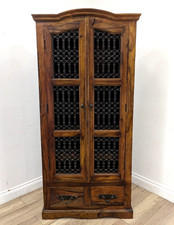 DISPLAY CABINET Sheesham Wood Wine Drinks Store Bookshelf Drawers FREE DELIVERY