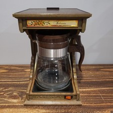 1970s Farberware #265 Automatic Drip Coffee Maker Rustic Country Faux Wood Grain