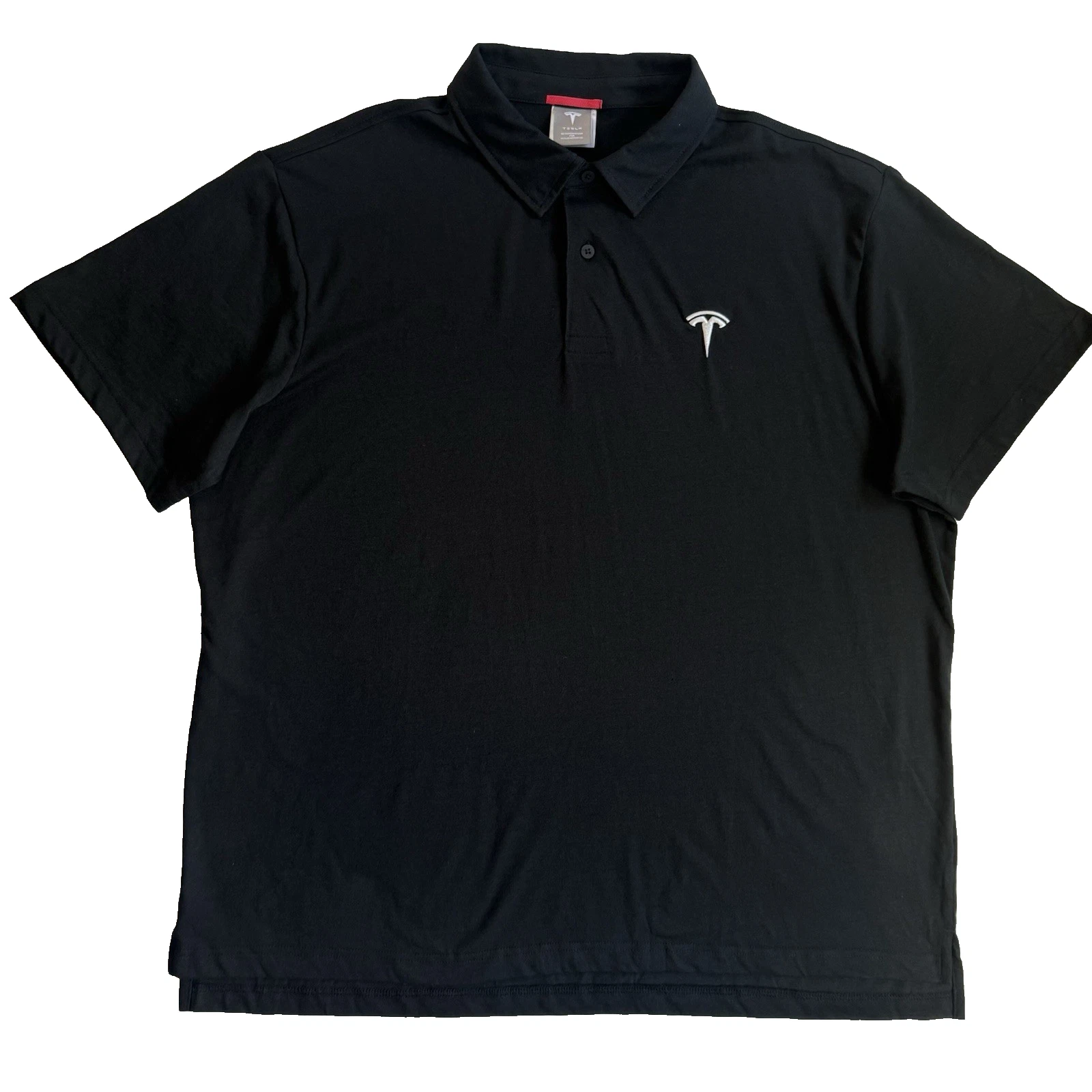 Tesla Short Sleeve Polo Shirt Men XXL 2XL Black White Embroidered Logo Employee