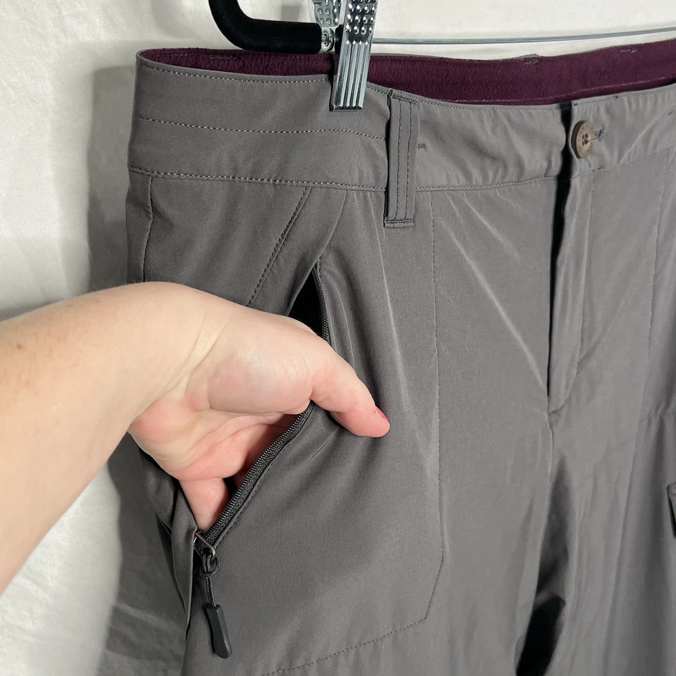 Calça cargo Eddie Bauer forrada de lã feminina tamanho 18 cinza elástica para caminhadas ao ar livre - Imagem 2 de 4