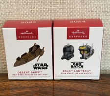 Hallmark Star Wars Bad Batch 2023 DESERT SKIFF & 2024 ECHO TECH Mini Ornaments