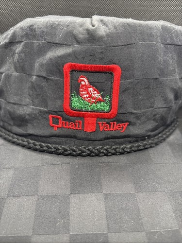 Vintage Quail Valley Golf Course Trucker Snapback Hat Black Checkered - Picture 2 of 4