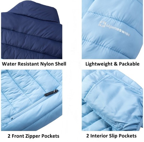AlpineSwiss Sz M Packable Light Mens Down Alternative Puffer Jacket Bubble Coat - Picture 5 of 7