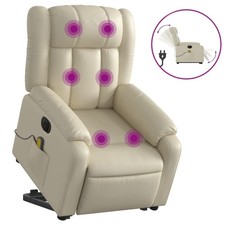 Electric Stand up Massage Recliner Chair Power Lift Cream Faux Leather vidaXL