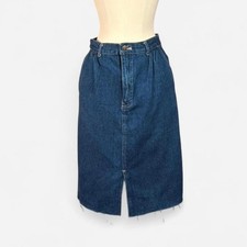 Vintage High-Waisted Denim Skirt with Front Slit