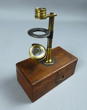 Vintage field or botanical microscope with case c1880 #6125