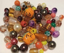 1/4 Pound HINT OF AUTUMN Mixed Loose All GLASS Beads Lot for Jewelry Making