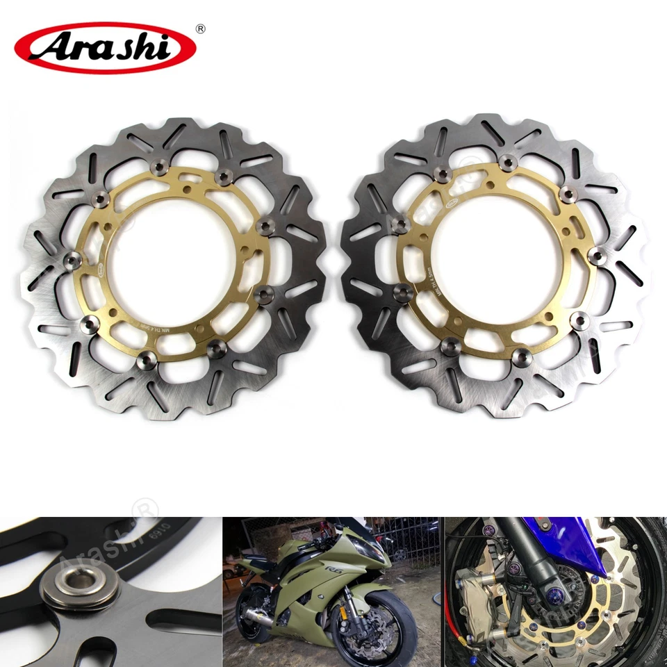 Disco de rotor de freno delantero y trasero Arashi DORADO para Yamaha YZF R6 2005-2016 YZF-R6 600 Foto 3 de 4