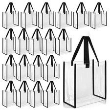 Saintrygo 20x Clear Tote Bags Bulk 12x12x6 PVC Plastic Stadium Approved w/ Handl