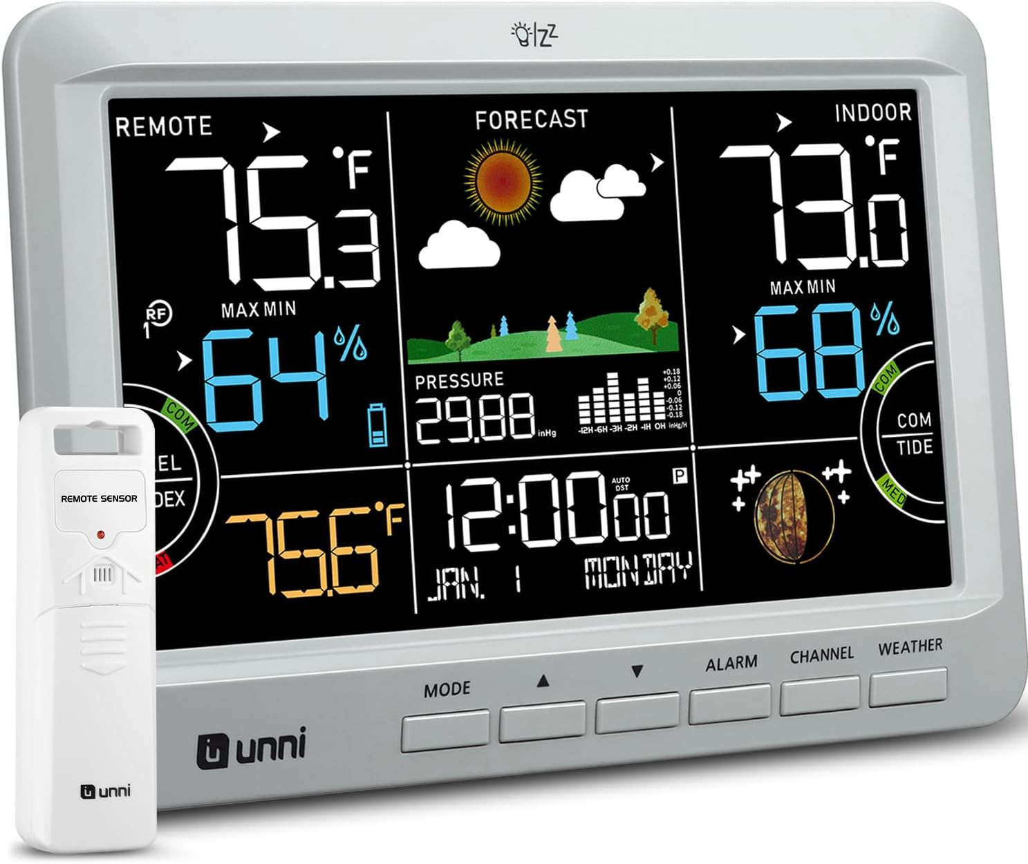 Indoor Outdoor Thermometer Wireless, Home Atomic Clock With 