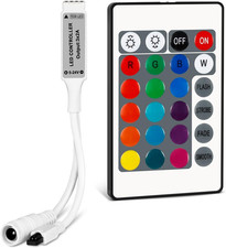 Mini 4 PIN LED Controller, 24 Keys IR Wireless Remote Control, DC 5V-24V RGB LED