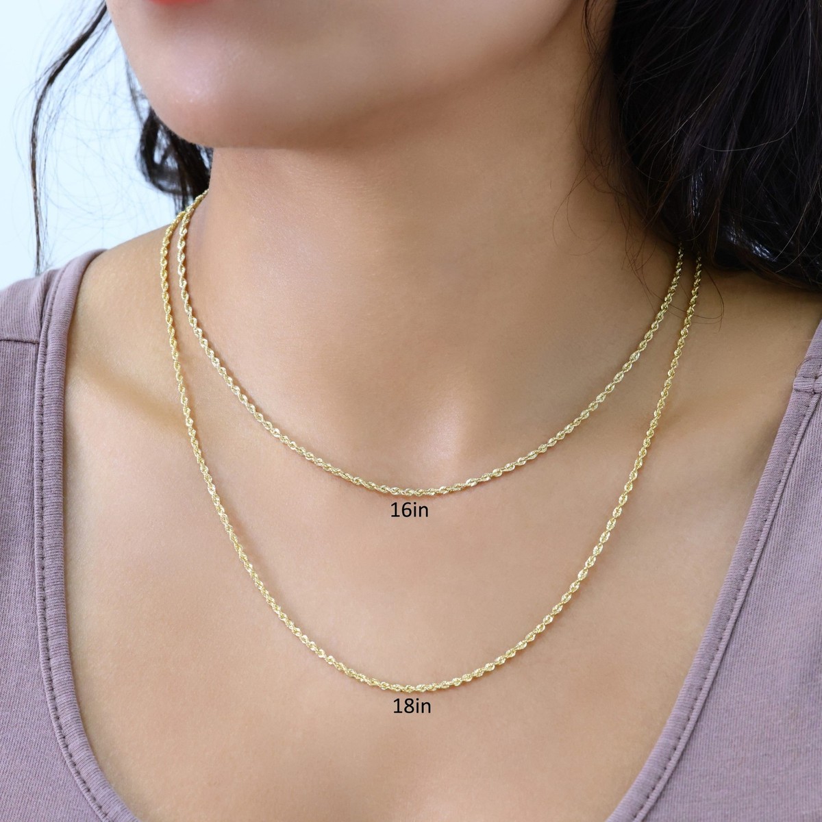 アクセサリー 10K Gold Rope Necklace 56cm 2mm 10K Gold Rope Chain Gold Rope Chain Necklace 2mm 2.2mm 2.6mm