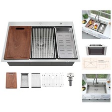 33" Drop-In Kitchen Sink with Cutting Board - Elegant Stainless Steel Design