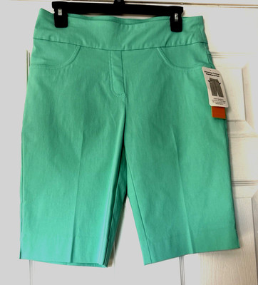 Ruby Rd. Women's 8 Key Items Bermuda Shorts Green Stretch, Slimming Waistband