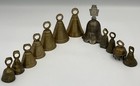 Vintage Etched Bells Lot Of 12 Brass Metal Bells Various Sizes 1.5” to 3”