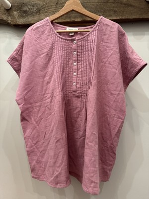 Coldwater Creek Blouse Top Classic Size XL Cotton Gauze Lavender Short Sleeve