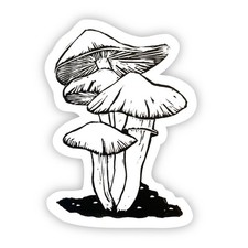 Mushrooms Nature Vinyl Sticker Black and White