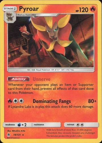 Pyroar 19/131 RARE Holo Forbidden Light Pokemon Lightly Played