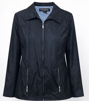 Axara Paris Womens Black Lightweight Rain Jacket Windbreaker Zip Front Coat Sm