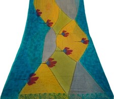 Sushila Vintage Saree 100 Pure Georgette Silk Printed Floral 5 YD Craft Fabric