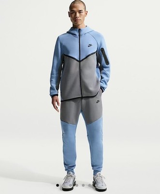 Men s Sz L Tall -Nike Sportswear Set Tech Fleece Blue Top & Bottom Authentic New