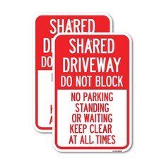 Shared Driveway Do Not Block No Parking Standin Heavy Gauge Metal Parking Sign