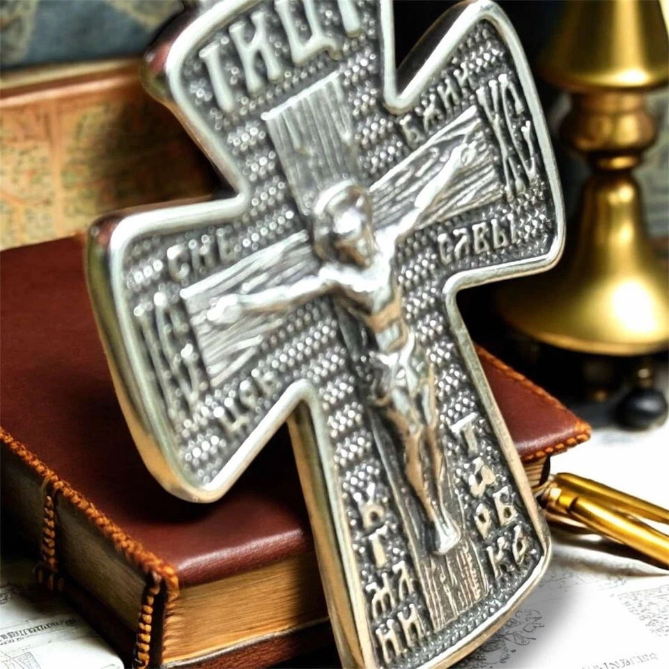 Старинный крест Иисуса серебро 925 подвеска ювелирных изделий распятие цепочка женщин мужчин религия - Изображение 4 из 4