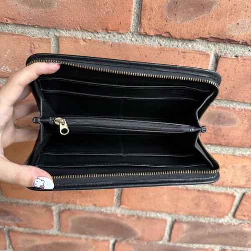 Vintage Coach Black Leather Large Zip Around Wallet Accordion - Picture 7 of 16