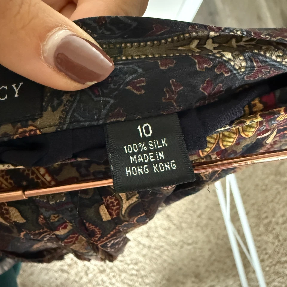 Falda de seda vintage Ellen Tracy talla 10 oscura academia forrada de hadas cachemira plisada Foto 4 de 4