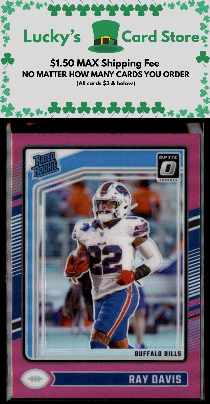 2024 Donruss Optic #283 Ray Davis Pink Holo Rookie Prizm