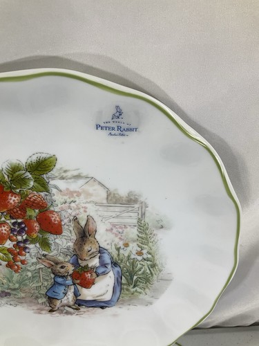 Beatrix Potter Peter Rabbit Green Wavy Rimmed Easter Dinner Plates Set ...