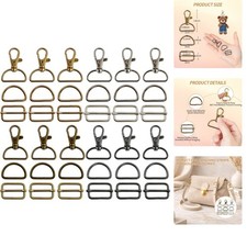 36 Pcs D Rings for Purse, Swivel Clasp Hooks, Slide Buckles, Bag Hardware for...