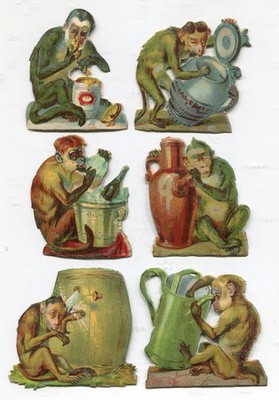 Glanzbilder Oblaten scraps  Affen Motive  6 cm