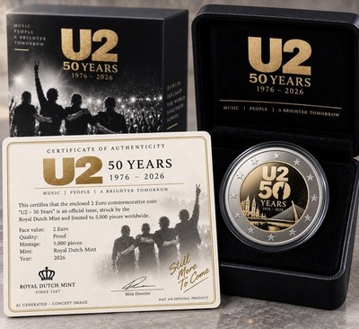 Irland 2  2026 50 Jahre U2 Proof im Etui Vvk