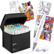 Ohuhu Honolulu 80 Alcohol Markers Brush Tip Set Professional Pastel Colors NEW