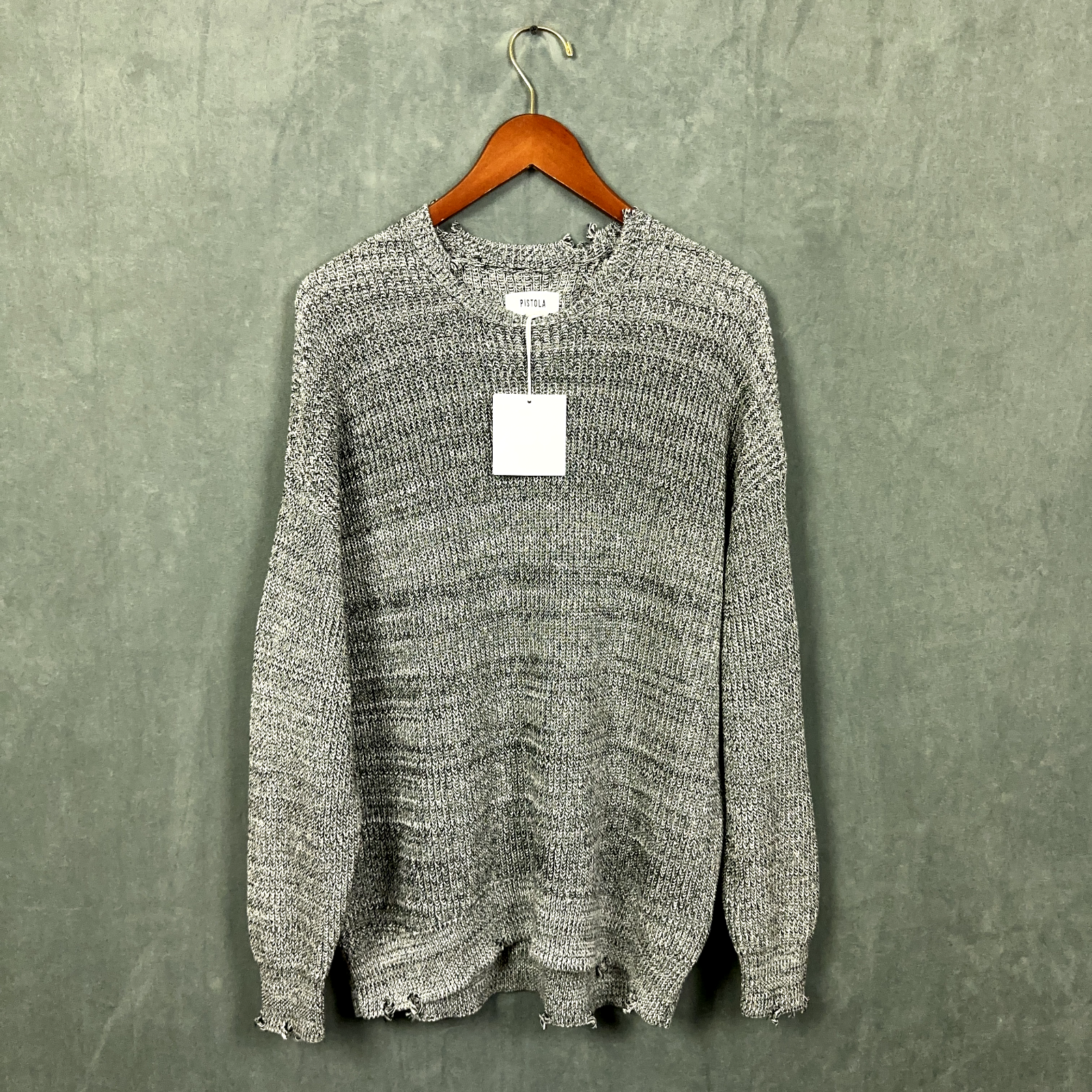 Pistola Womens Distressed Pullover Knit Sweater Black/White Size Medium NWT  | eBay