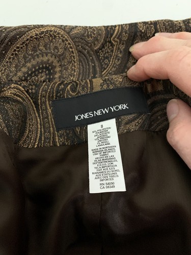 Blazer Chaqueta Larga Jones New York Para Mujer Negro Dorado Bronce Cachemira Talla 8 - Imagen 4 de 5