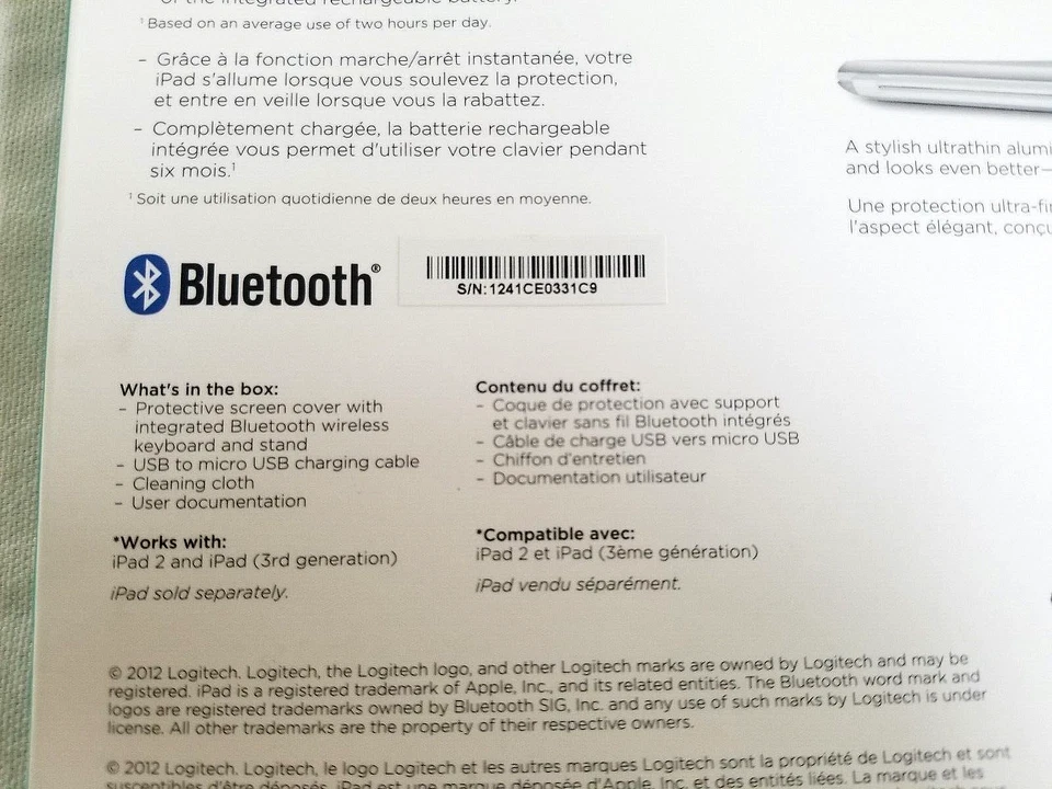 Logitech Ultrathin Keyboard Cover White iPad 2 and iPad 3rd 4th Generation NEW - Image 3 of 4